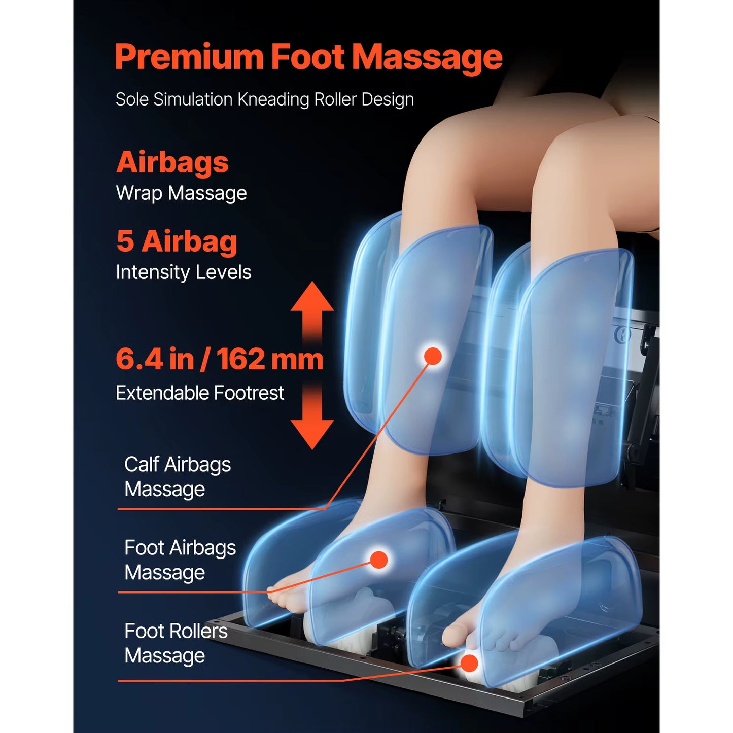 Succebuy Massage Chair 4D Full Body Zero Gravity Recliner W/Sl Track Stretch AI Voice Control Heat Foot Roller Retractable Pedal